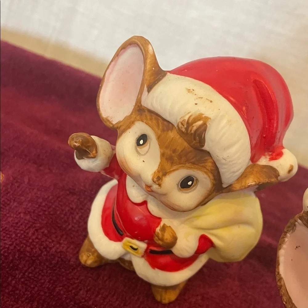 Christmas Mouse Figurines in Santa Outfits